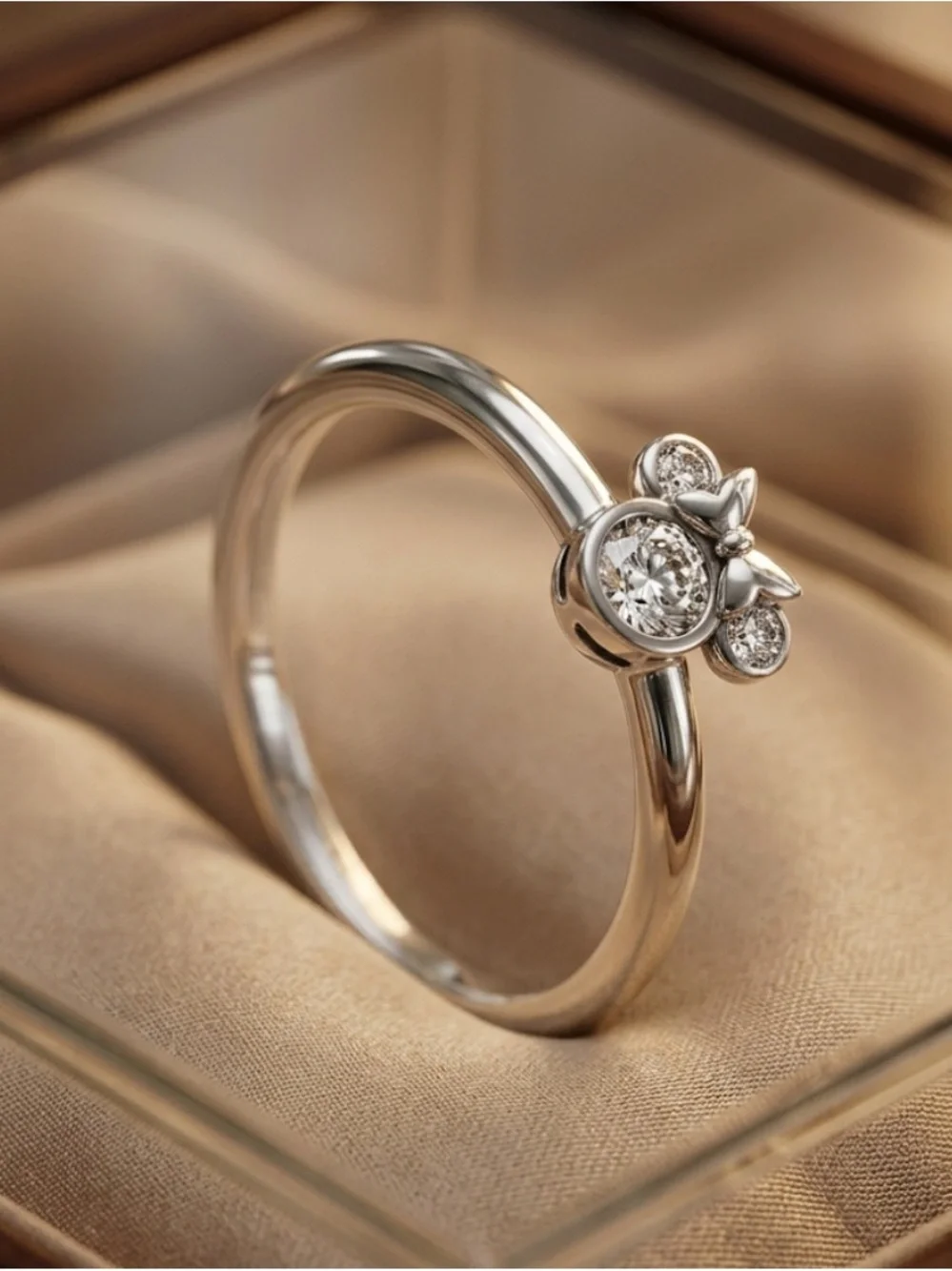 Sterling Silver Minnie Mouse-Inspired Crystal Ring - Silver